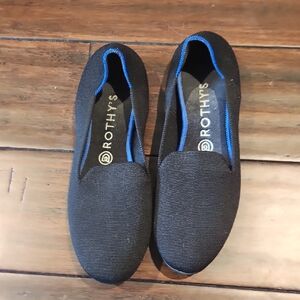 Rothy's Black and Blue Slip-On Loafers